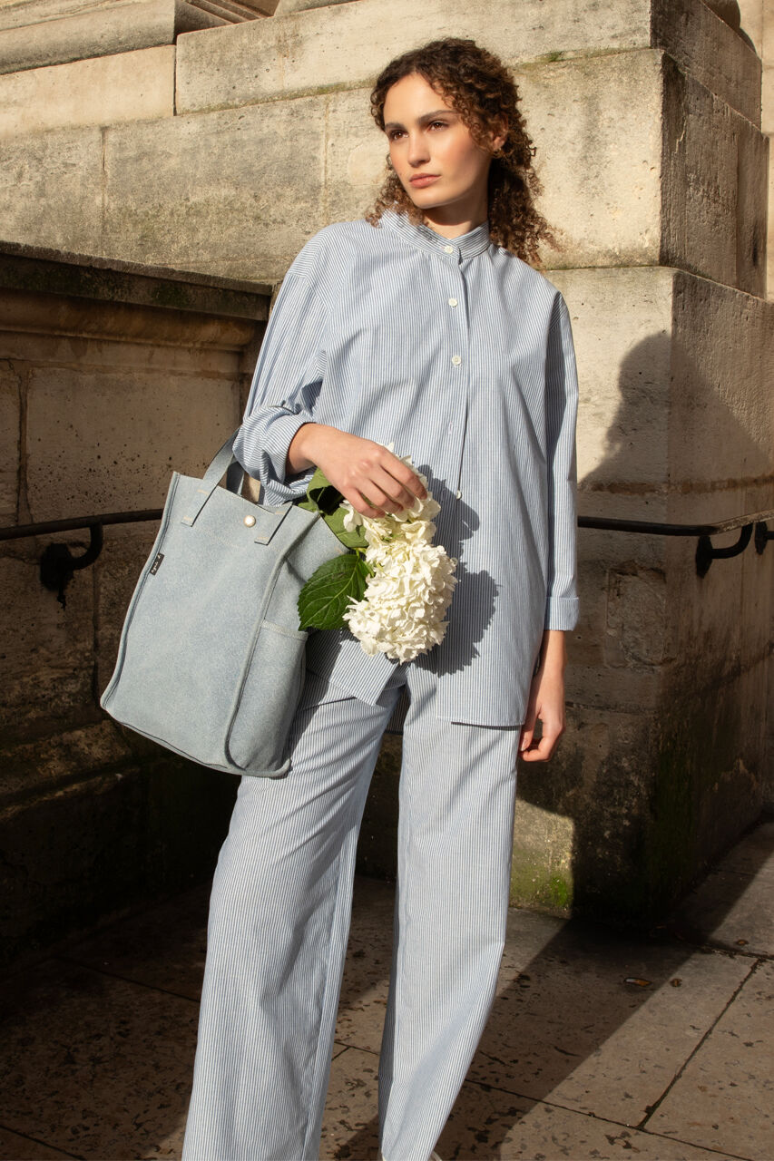 Pantalon Vintage En Daim Bleu Marine Agnès B - Taille 40, Coupe Droite - Occasion Très Bon état